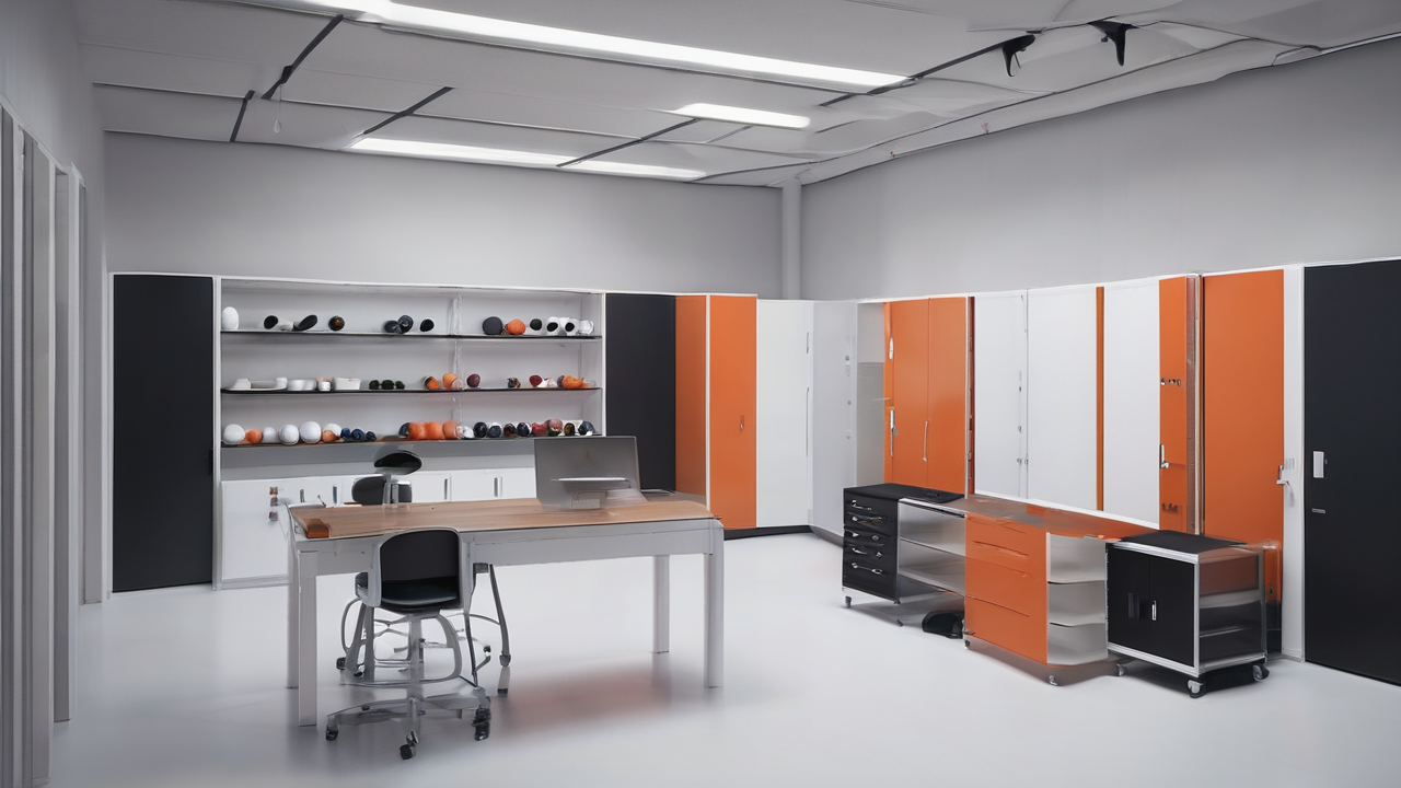 Nowoczesne laboratorium testujące sprzęt sportowy z profesjonalnym oświetleniem i minimalistycznym designem