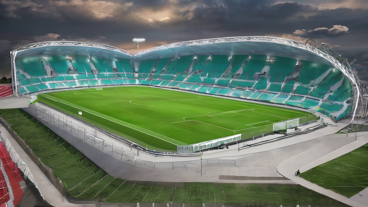 Profesjonalna piłka do piłki nożnej na murawie stadionu, wykonana z wysokiej jakości materiałów zapewniających precyzyjne odbicie